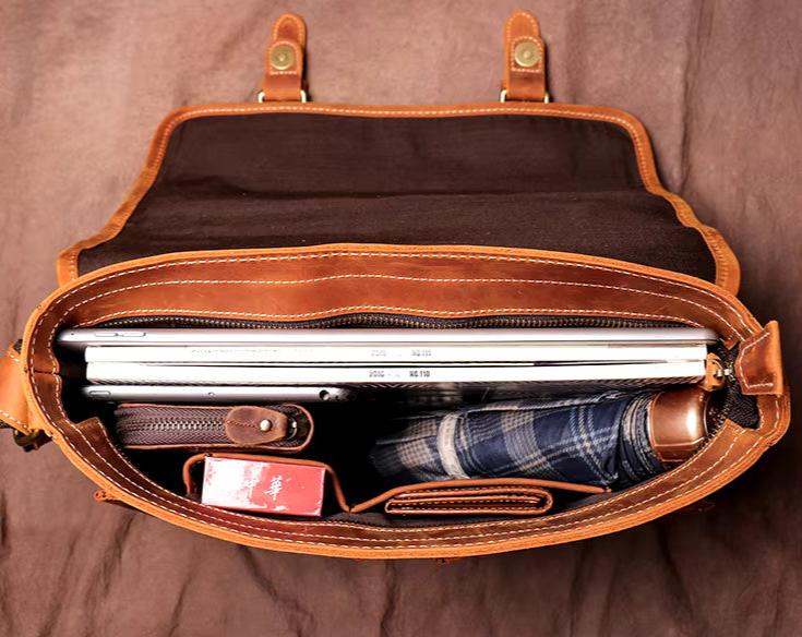 Vintage Cowhide Leather Messenger Bag