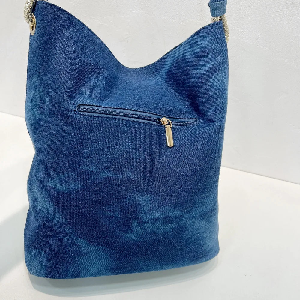 Vintage Denim Rhinestone Tote bag