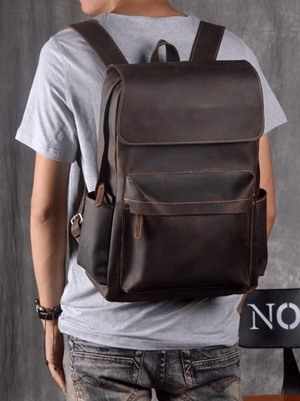 Rustic Backpacker Rustic Cowhide Leather Backpack - christinashiefer