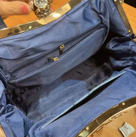 Denim-rhinestones shoulder bag