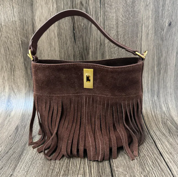 TOGO Cowhide Leather Bag with Tassels