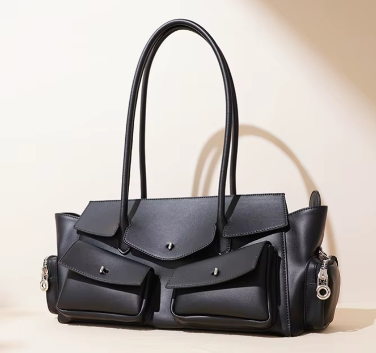 Elegant Multi-Pocket Leather Satchel
