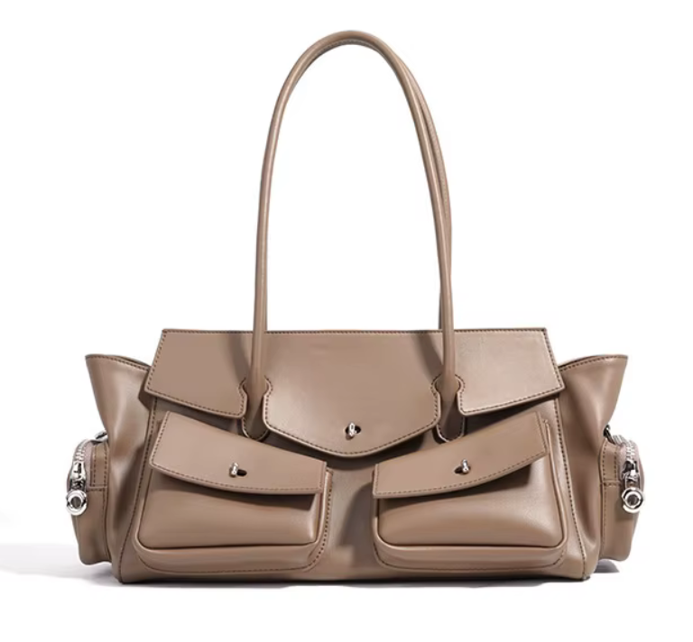 Elegant Multi-Pocket Leather Satchel