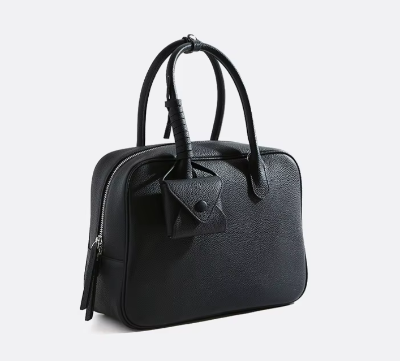 Cowhide Leather Handbag with Mini Pouch