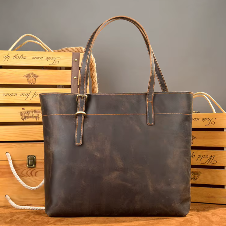 Vintage Leather Tote Bag by Christina Shiefer