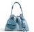 Denim-Leather Drawstring Shoulder Bag