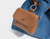Denim-Leather Drawstring Shoulder Bag