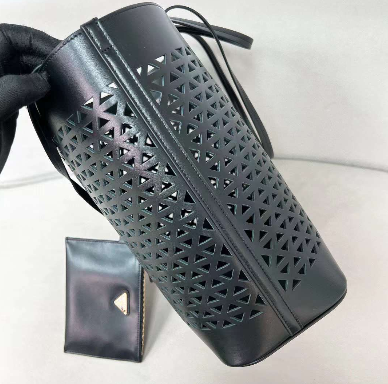 Geometric Cutout Leather Tote Bag