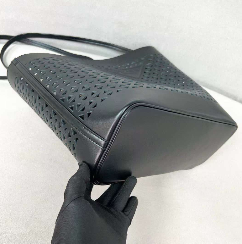 Geometric Cutout Leather Tote Bag