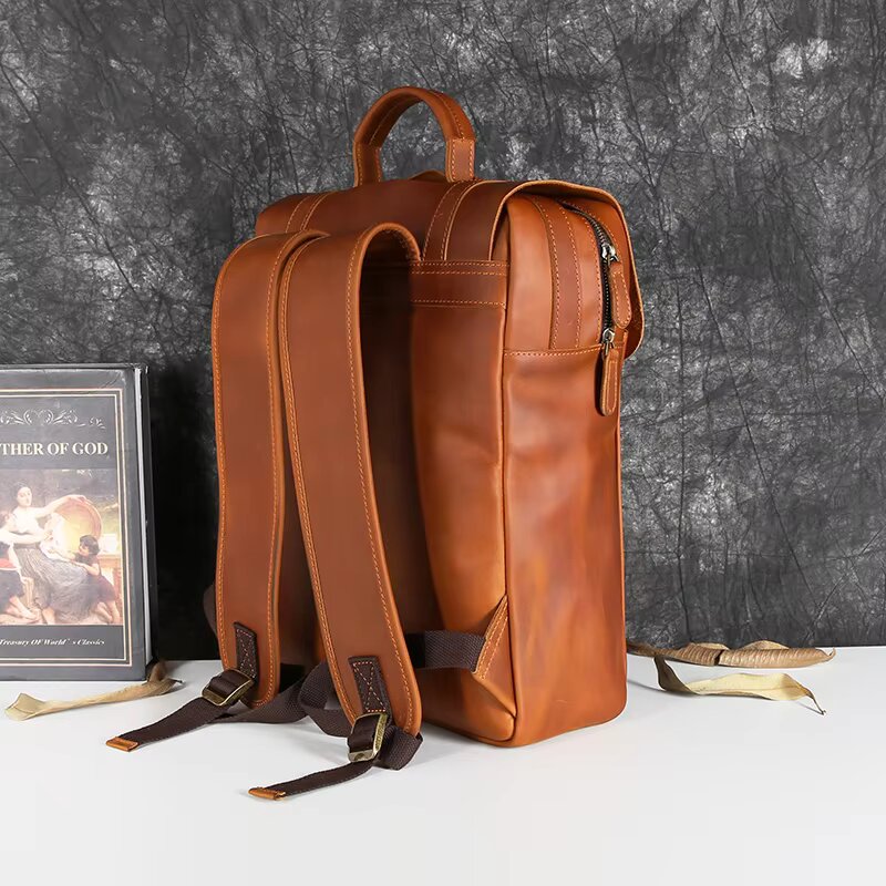 Retro Crazy Horse Leather Backpack