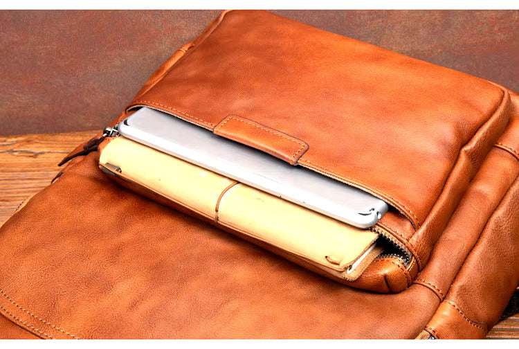 Classic Cowhide Leather Backpack