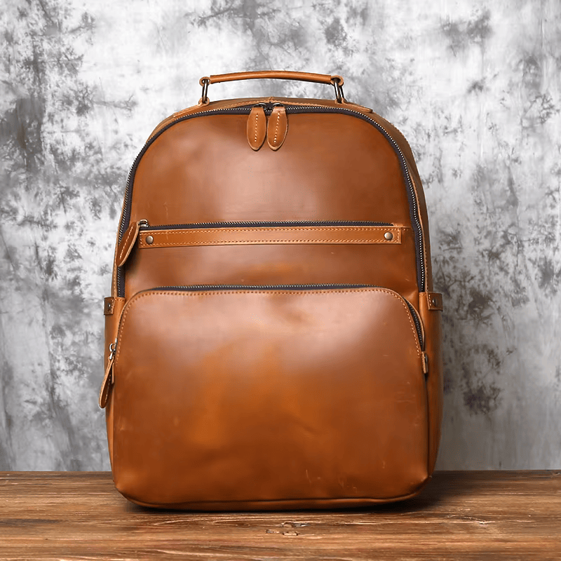 cowhide leather backpack brown Vintage Cowhide Leather Backpack