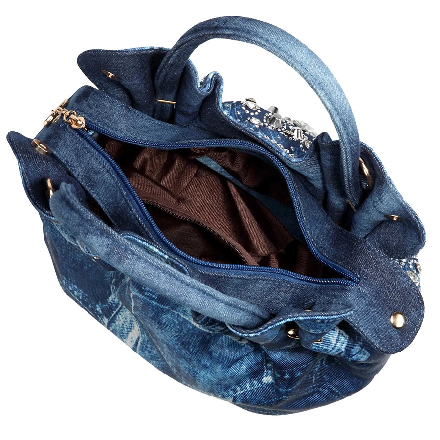 Sparking Denim Rhinestone bag