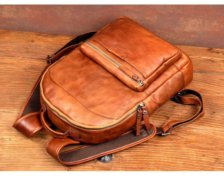 Classic Cowhide Leather Backpack