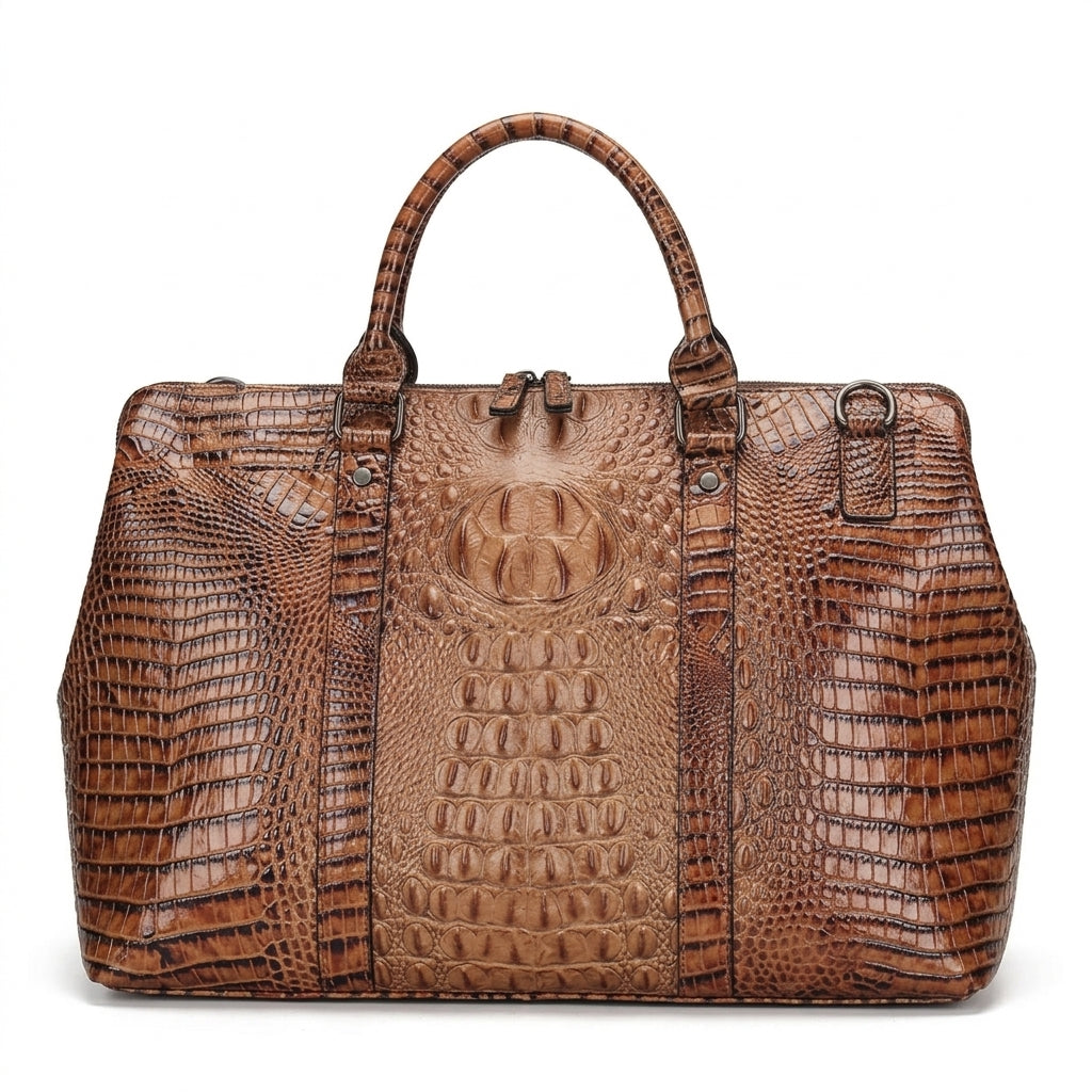 Croc-Embossed Leather Travel Bag by Christina Shiefer