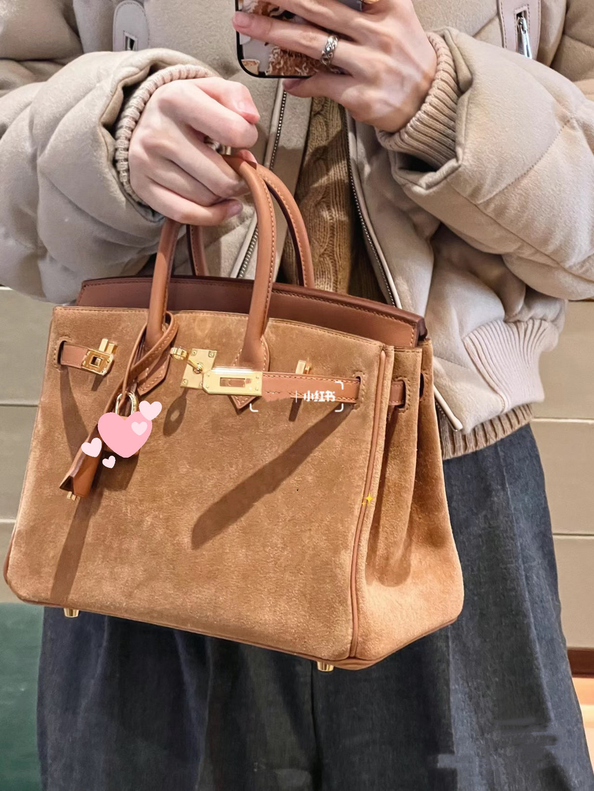 Handcrafted 12-Inch Cowhide Leather Suede Tote Bag