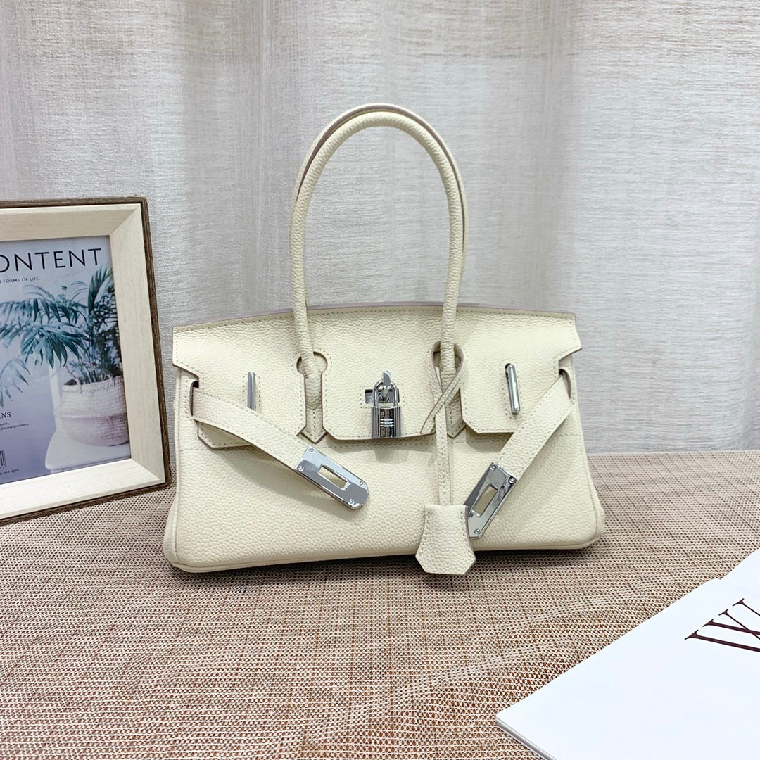 Structured Cowhide Leather Handbag
