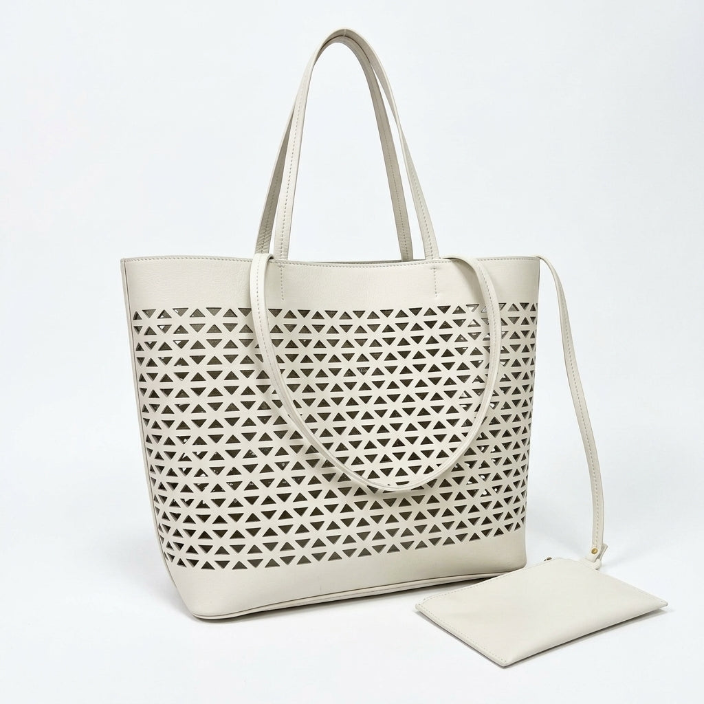 Geometric Cutout Leather Tote Bag by Christina Shiefer