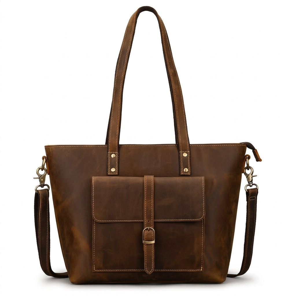 Vintage Crazy Horse Leather Tote by Christina Shiefer