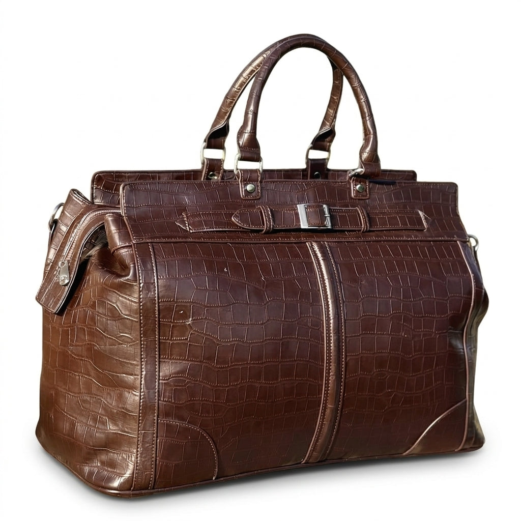 Croc Texture Leather Travel Bag by Christina Shiefer