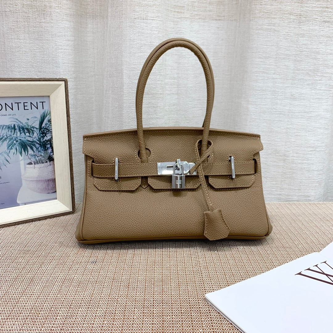 Structured Cowhide Leather Handbag