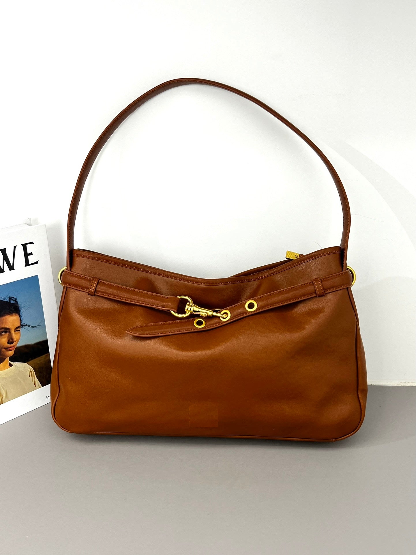 Suede-Leather  Luxe shoulder bag