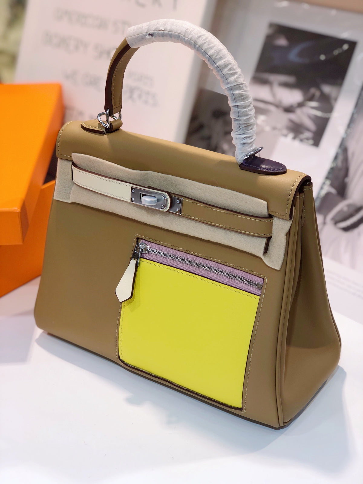Mini Leather Tote with Front Zipper