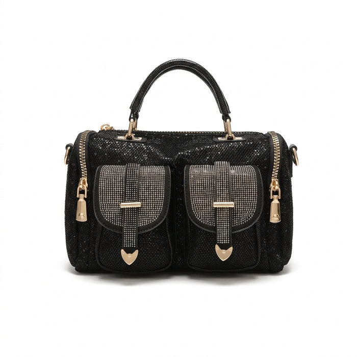 Rhinestone Top Handle Satchel by Christina Shiefer