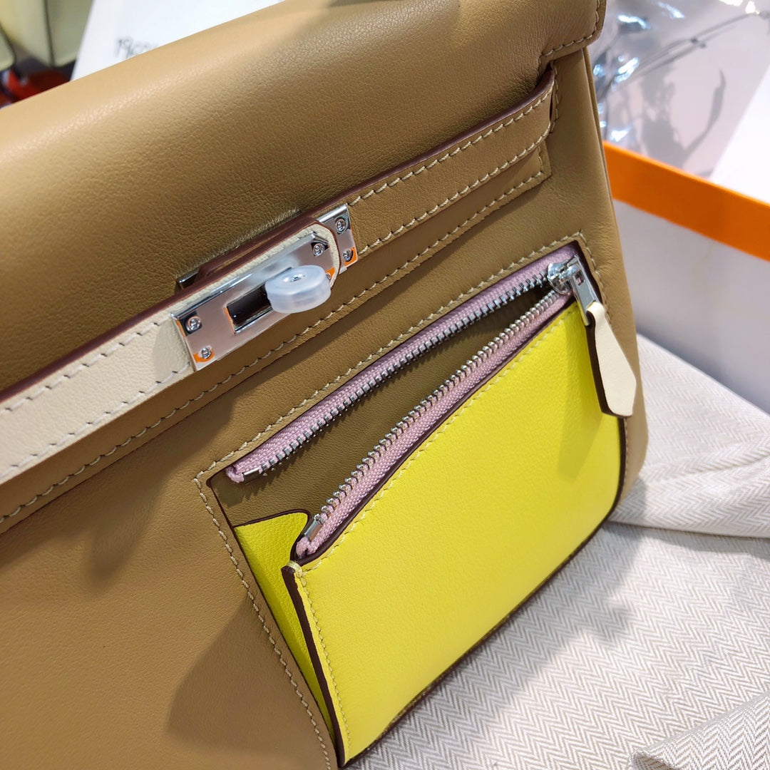 Mini Leather Tote with Front Zipper