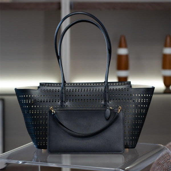 Cutout Leather Tote Bag