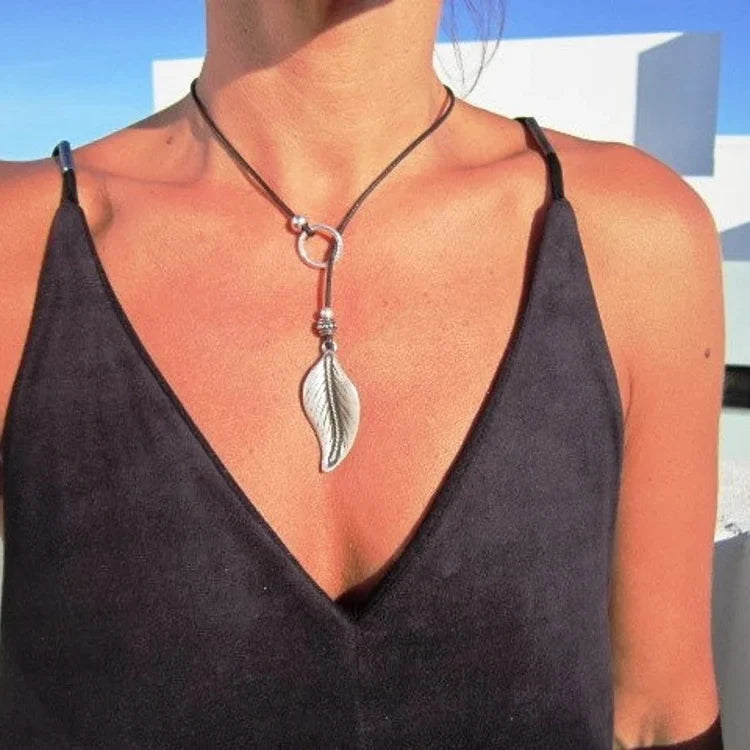Silver Leaf Y Necklace by Christina Shiefer