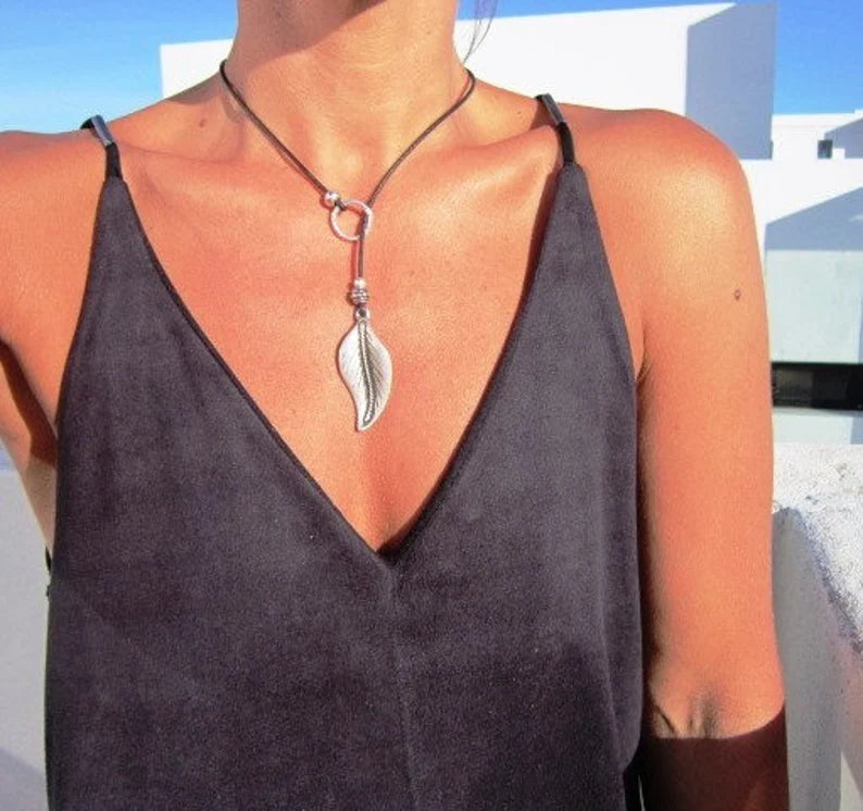 Silver Leaf Y Necklace