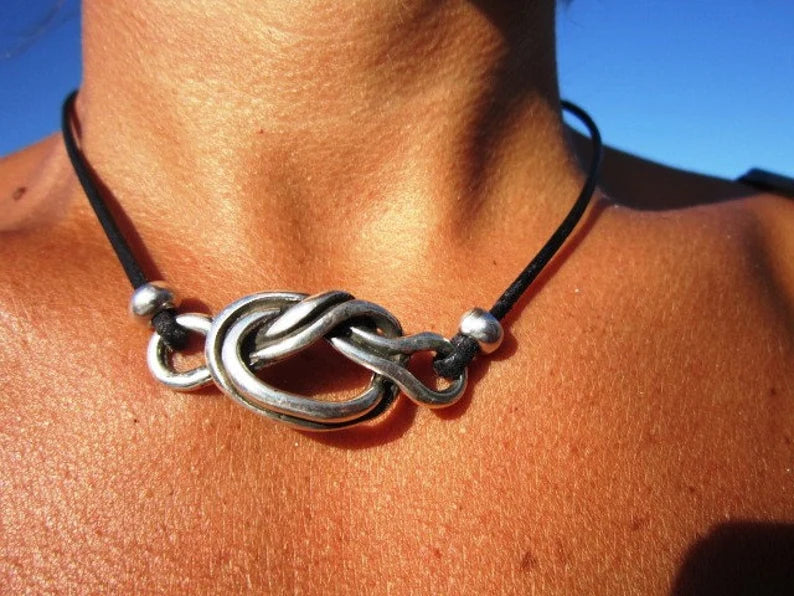 Leather and Silver Eternity Necklace