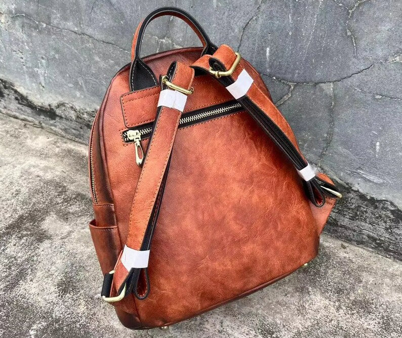 Embossed leather Backpack