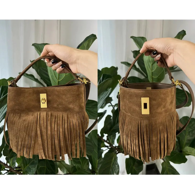 TOGO Cowhide Leather Bag with Tassels