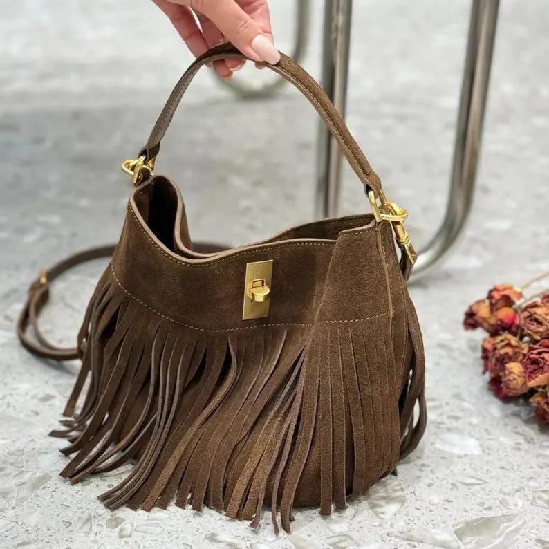 TOGO Cowhide Leather Bag with Tassels