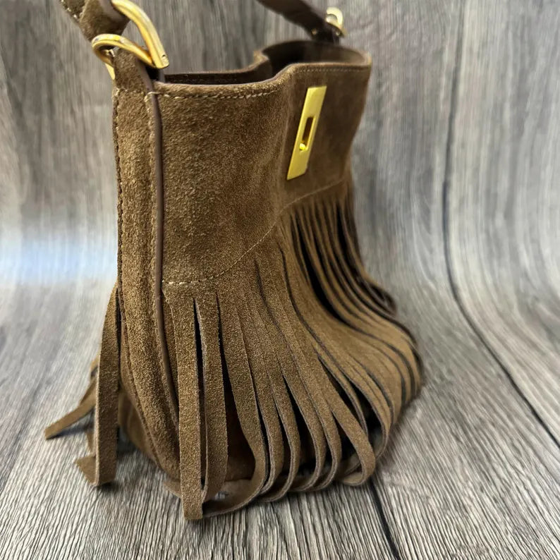 TOGO Cowhide Leather Bag with Tassels