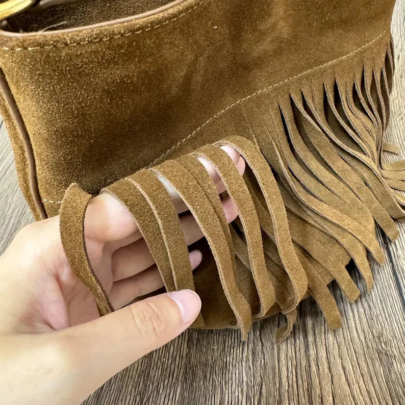TOGO Cowhide Leather Bag with Tassels