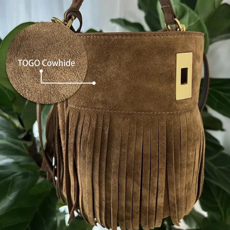 TOGO Cowhide Leather Bag with Tassels