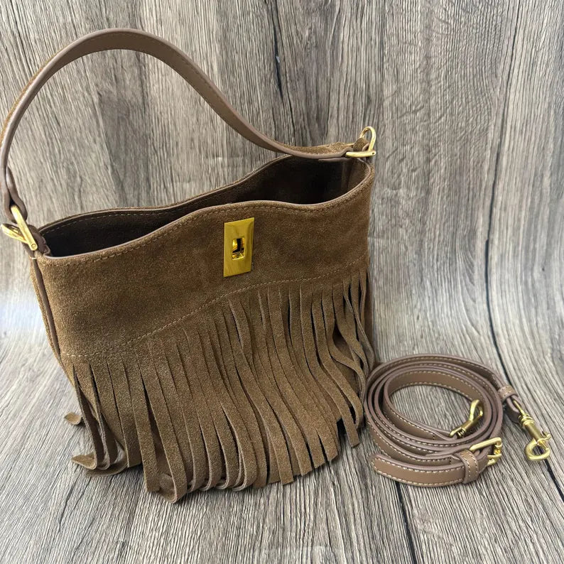 TOGO Cowhide Leather Bag with Tassels