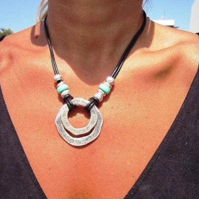 Silver & Turquoise Pendant Necklace by Christina Shiefer