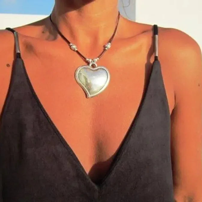 Heart Pendant Leather Necklace by Christina Shiefer