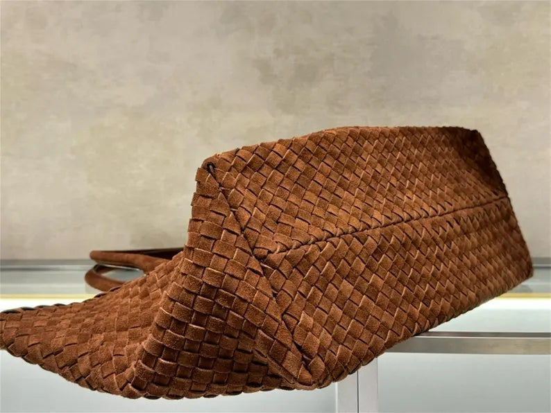 Hand-Woven Suede Leather Tote