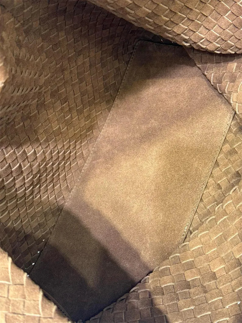 Hand-Woven Suede Leather Tote