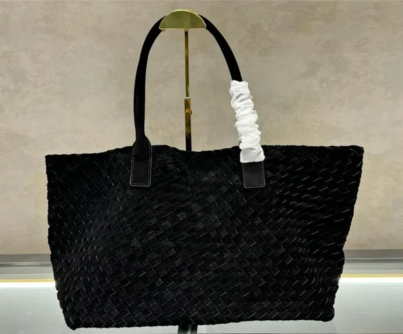 Hand-Woven Suede Leather Tote