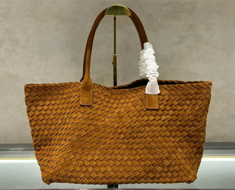 Hand-Woven Suede Leather Tote