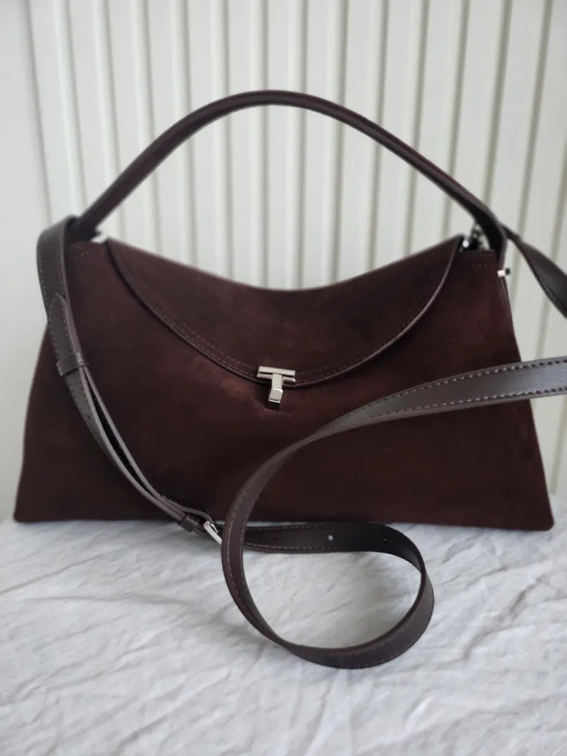 T-Lock Suede shoulder bag