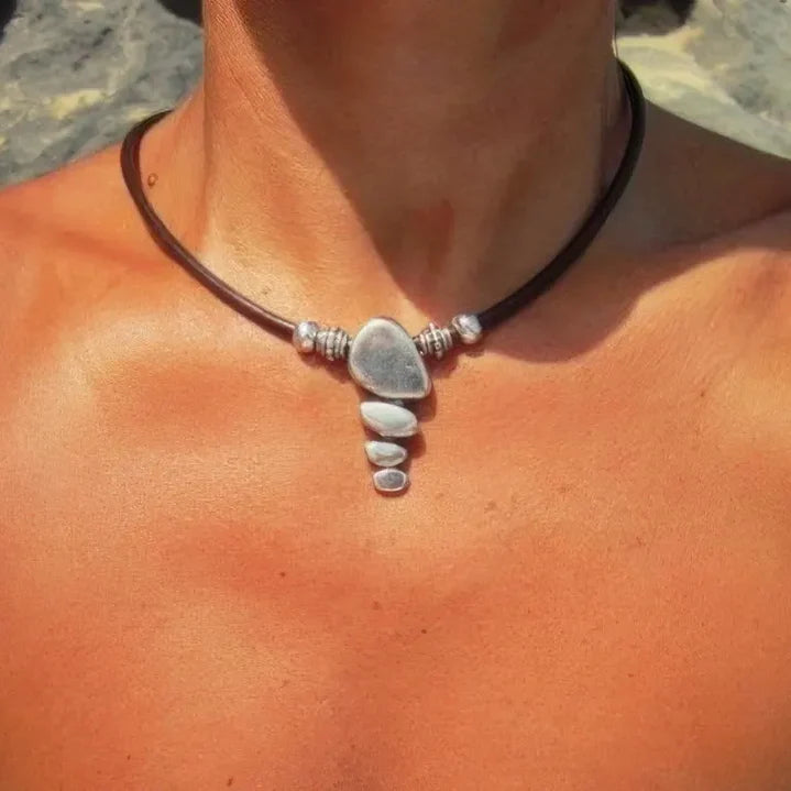 Leather Choker with Silver Pendant by Christina Shiefer