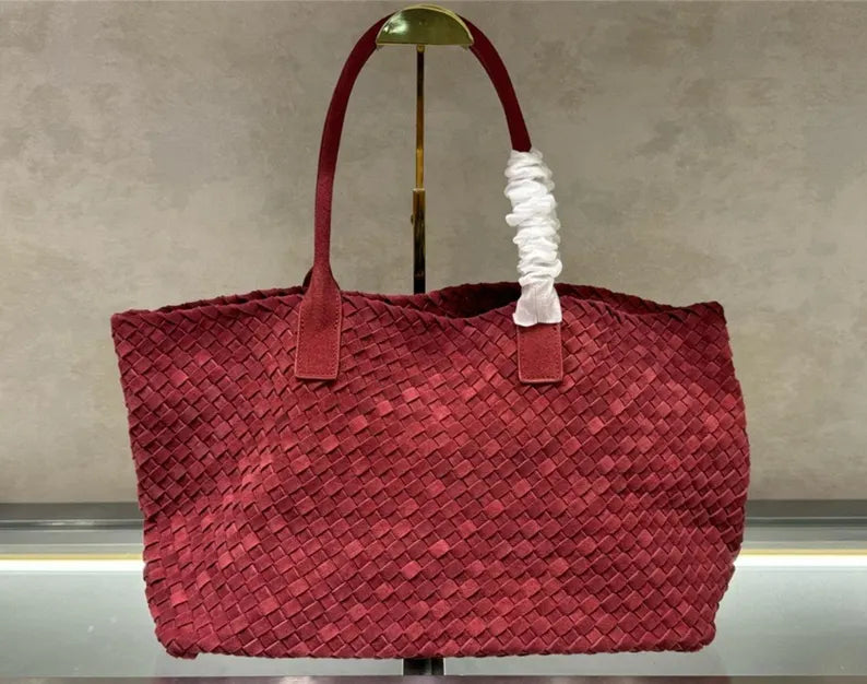 Hand-Woven Suede Leather Tote