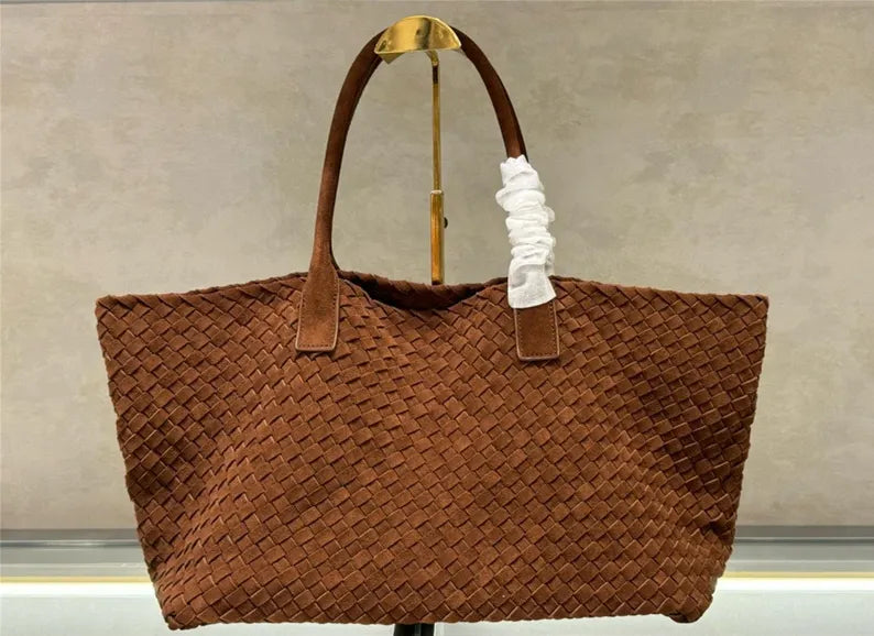 Hand-Woven Suede Leather Tote